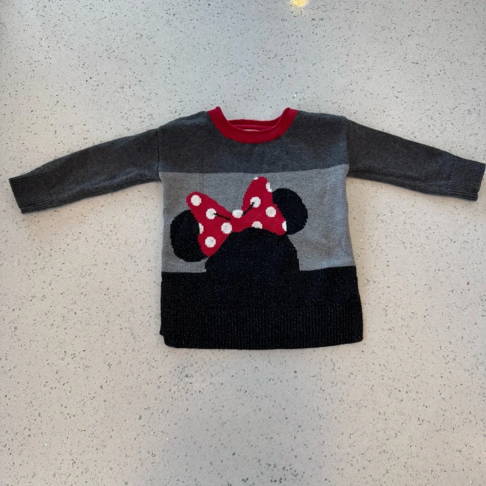 GAP x Disney Minnie Mouse Sweater 12-18M Toddler Red Bow Knit